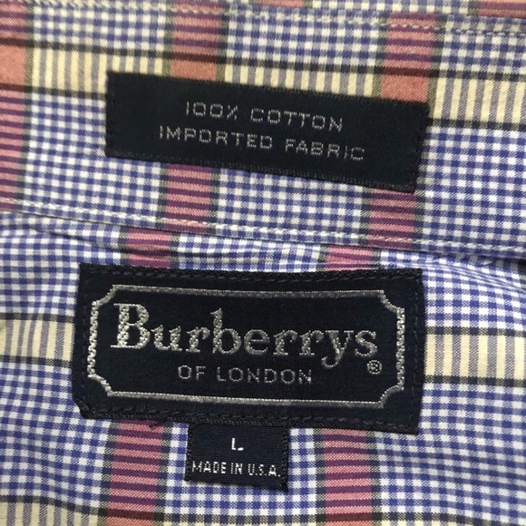 ⬇️65 VTG Burberry’sBlue Plaid Button Down L - Picture 2 of 4